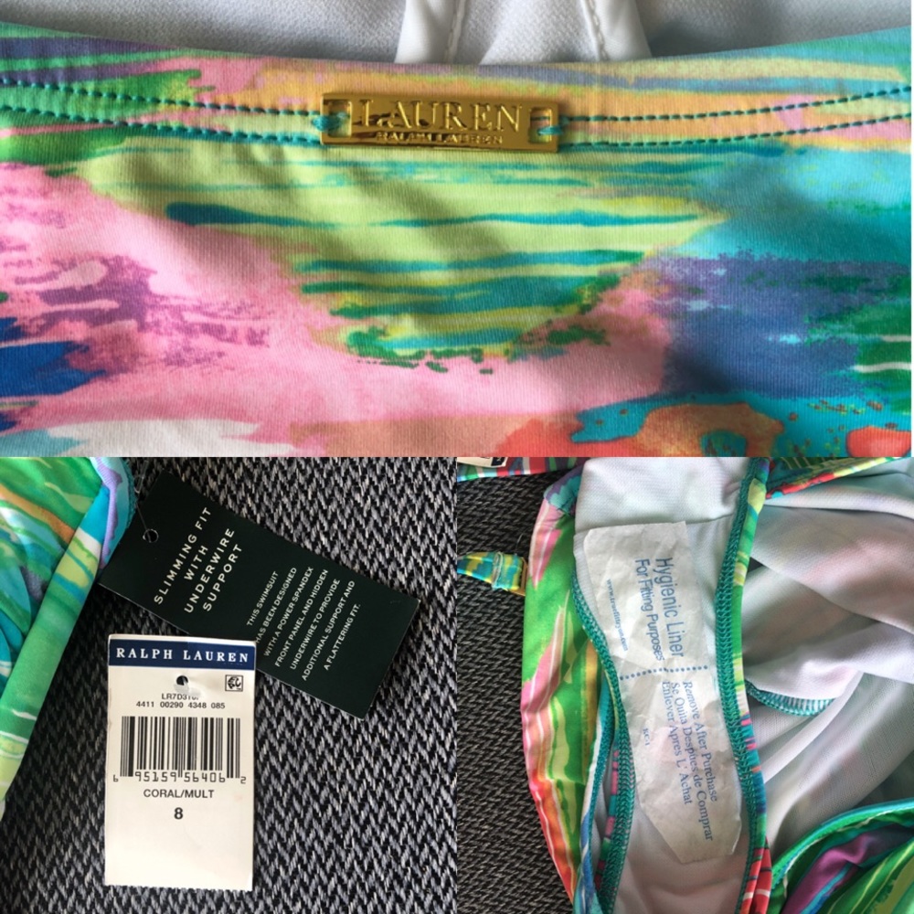 NWT Ralph Lauren Ikat Stripe Bandeau Mio Swimsuit - Picture 5 of 5